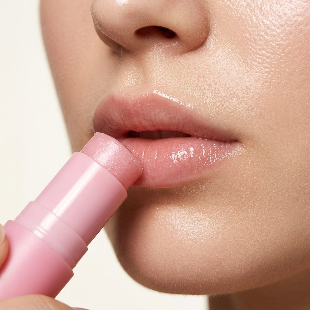 Lip application close-up