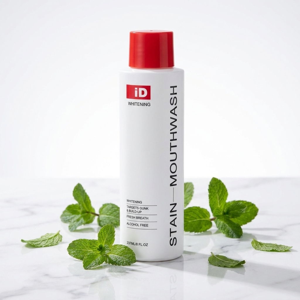 Whitening Stain Mouthwash bottle studio shot